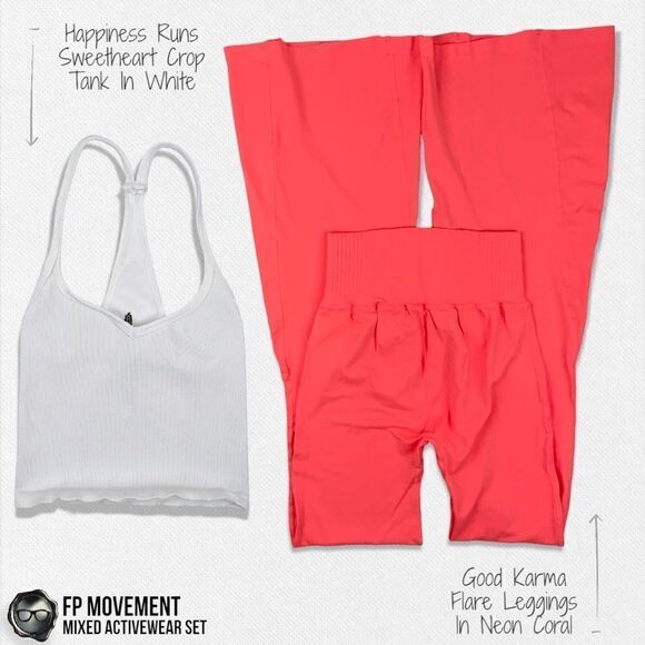 FP MOVEMENT ACTIVEWEAR SET: SWEETHEART CROP TANK + GOOD KARMA FLARE LEGGINGS - Picture 1 of 15